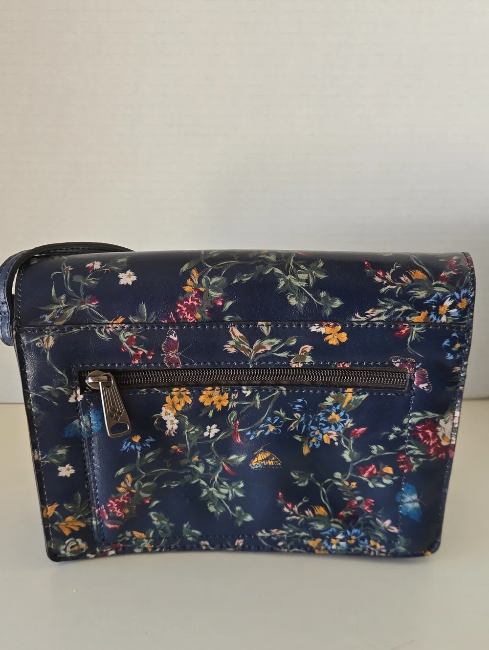 EUC Patricia Nash Floral Navy Crossbody Bag with Adjustable Strap